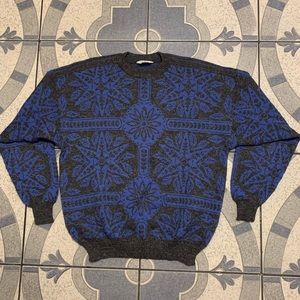 Vintage Virgin Wool Geo Snowflake Crewneck Sweater